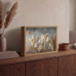 Gedroogde Veldbloemen - Grijs - Beton Light Box met batterij (Wandlamp) middel -sfeer2
