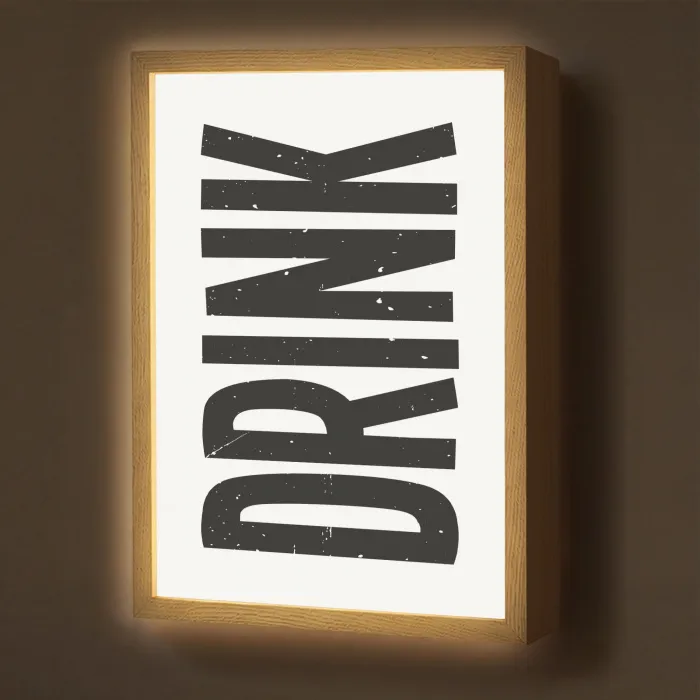 Drink - Zwart - Wit - Decoratie Light Box met batterij (Wandlamp) middel -z3d_website