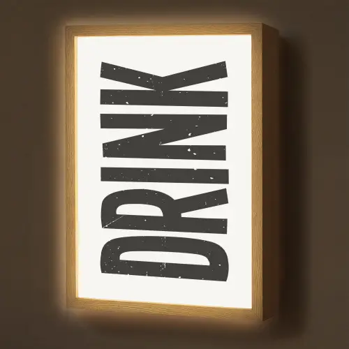 Drink - Zwart - Wit - Decoratie Light Box met batterij (Wandlamp) middel -z3d_website