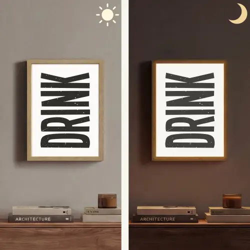 Drink - Zwart - Wit - Decoratie Light Box met batterij (Wandlamp) middel -sfeer3