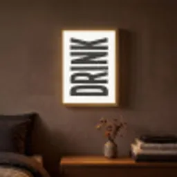 Drink - Zwart - Wit - Decoratie Light Box met batterij (Wandlamp) middel -sfeer4
