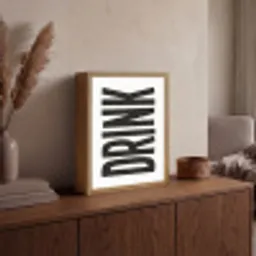 Drink - Zwart - Wit - Decoratie Light Box met batterij (Wandlamp) middel -sfeer2