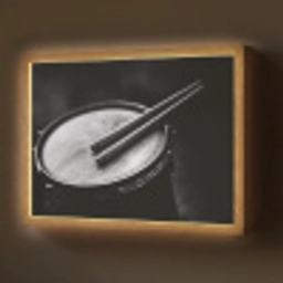 Trommel - Close-up - Drumstokken - Zwart Light Box met batterij (Wandlamp) middel -z3d_website