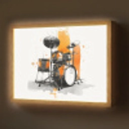 Drumstel - Oranje - Zwart - Aquarelverf Light Box met batterij (Wandlamp) middel -z3d_website