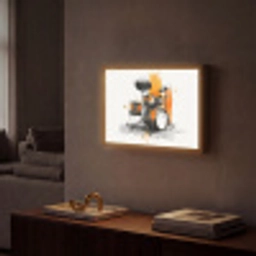 Drumstel - Oranje - Zwart - Aquarelverf Light Box met batterij (Wandlamp) middel -sfeer1