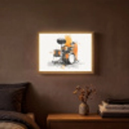 Drumstel - Oranje - Zwart - Aquarelverf Light Box met batterij (Wandlamp) middel -sfeer4
