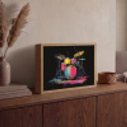 Drumstel - Kleurrijk - Verf - Levendig Light Box met batterij (Wandlamp) middel -sfeer2