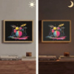 Drumstel - Kleurrijk - Verf - Levendig Light Box met batterij (Wandlamp) middel -sfeer3