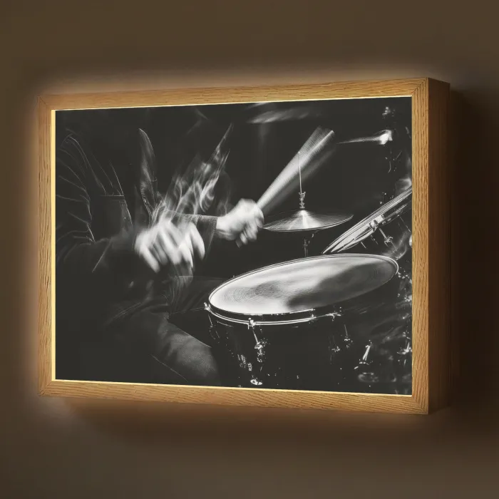 Drummer - Zwart - Drumstel Light Box met batterij (Wandlamp) middel -z3d_website
