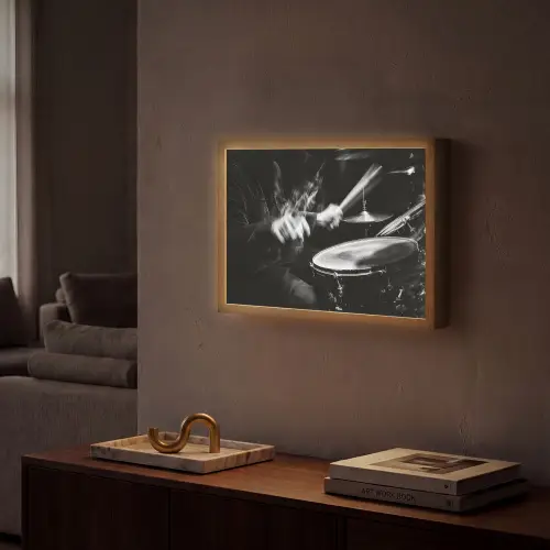 Drummer - Zwart - Drumstel Light Box met batterij (Wandlamp) middel -sfeer1