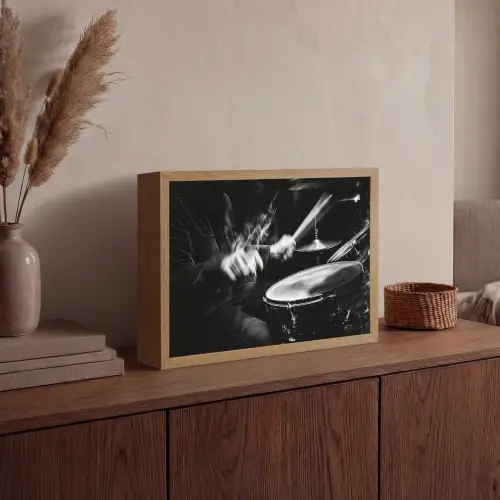 Drummer - Zwart - Drumstel Light Box met batterij (Wandlamp) middel -sfeer2