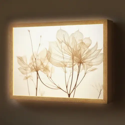 Droogbloemen - Beige - Planten - Wit Light Box met batterij (Wandlamp) middel -z3d_website