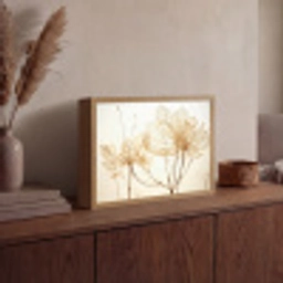 Droogbloemen - Beige - Planten - Wit Light Box met batterij (Wandlamp) middel -sfeer2