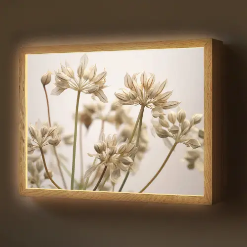 Droogbloemen - Beige - Wit - Planten Light Box met batterij (Wandlamp) middel -z3d_website