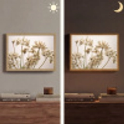 Droogbloemen - Beige - Wit - Planten Light Box met batterij (Wandlamp) middel -sfeer3