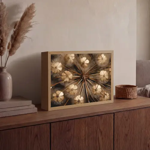 Droogbloemen - Bruin - Natuur Light Box met batterij (Wandlamp) middel -sfeer2
