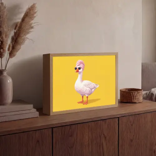 Eend - Zonnebril - Geel Light Box met batterij (Wandlamp) middel -sfeer2