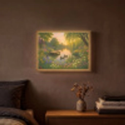 Eenden - Vijver - Bloemen Light Box met batterij (Wandlamp) middel -sfeer4
