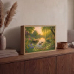 Eenden - Vijver - Bloemen Light Box met batterij (Wandlamp) middel -sfeer2