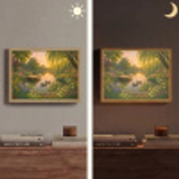 Eenden - Vijver - Bloemen Light Box met batterij (Wandlamp) middel -sfeer3
