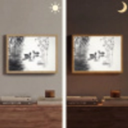 Eenden - Waterlelies - Riet - Zwart Light Box met batterij (Wandlamp) middel -sfeer3