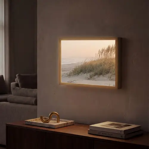 Duinlandschap - Zonsondergang - Strand Light Box met batterij (Wandlamp) middel -sfeer1