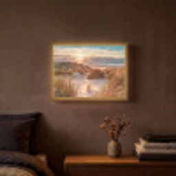 Duin - Planten - Zonsondergang - Strand - Zee Light Box met batterij (Wandlamp) middel -sfeer4