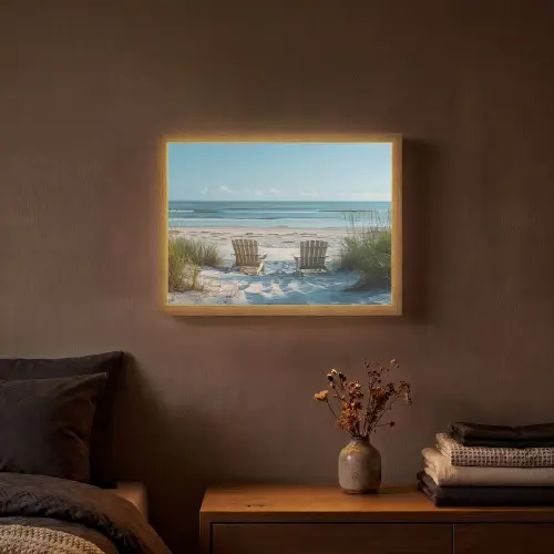 Duinen - Strand - Zee - Zomer Light Box met batterij (Wandlamp) middel -sfeer4
