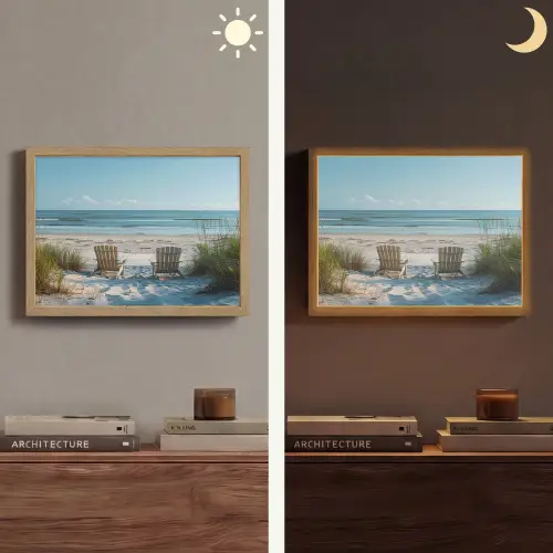 Duinen - Strand - Zee - Zomer Light Box met batterij (Wandlamp) middel -sfeer3