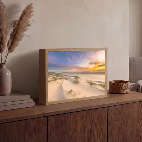 Duinen - Strand - Zonsondergang - Natuur - Zomer Light Box met batterij (Wandlamp) middel -sfeer2