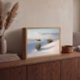 Duinen - Gras - Wolken - Beige Light Box met batterij (Wandlamp) middel -sfeer2