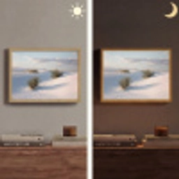 Duinen - Gras - Wolken - Beige Light Box met batterij (Wandlamp) middel -sfeer3