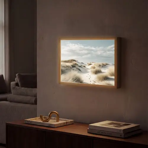 Duinen - Gras - Sporen - Wolken Light Box met batterij (Wandlamp) middel -sfeer1