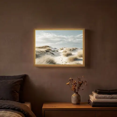 Duinen - Gras - Sporen - Wolken Light Box met batterij (Wandlamp) middel -sfeer4