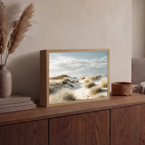 Duinen - Gras - Sporen - Wolken Light Box met batterij (Wandlamp) middel -sfeer2