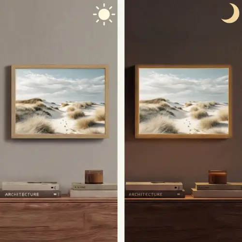 Duinen - Gras - Sporen - Wolken Light Box met batterij (Wandlamp) middel -sfeer3