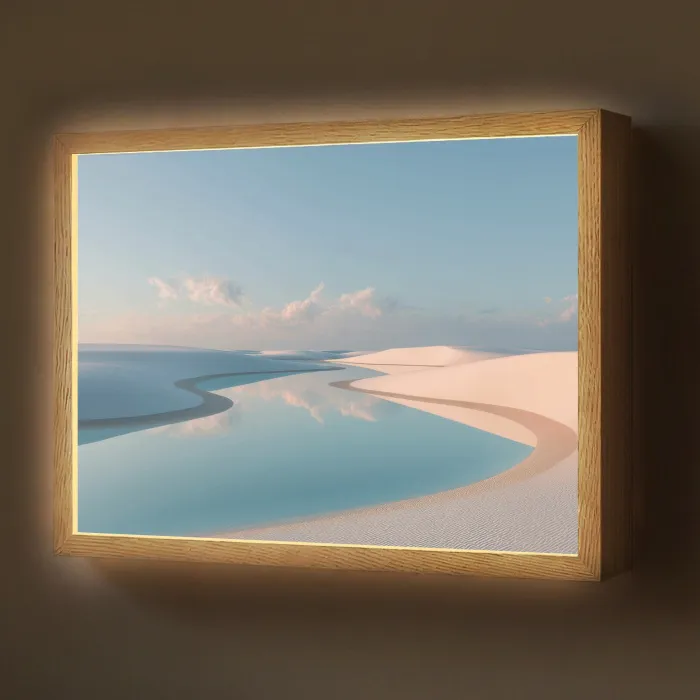 Duinen - Waterplas - Oneindige rust Light Box met batterij (Wandlamp) middel -z3d_website