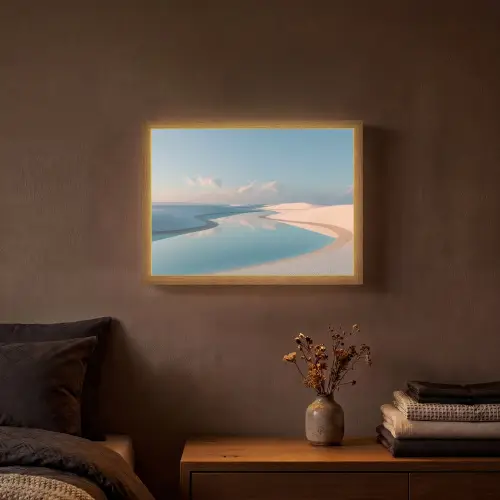 Duinen - Waterplas - Oneindige rust Light Box met batterij (Wandlamp) middel -sfeer4