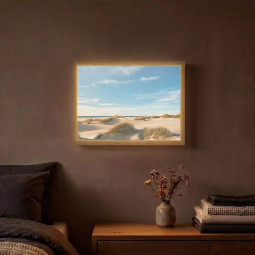 Duinen - Zomer - Landschap - Zee - Strand Light Box met batterij (Wandlamp) middel -sfeer4