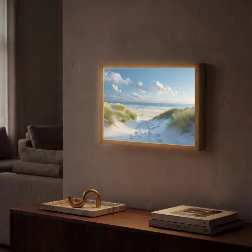 Duinen - Zomer - Zon - Landschap - Zee Light Box met batterij (Wandlamp) middel -sfeer1