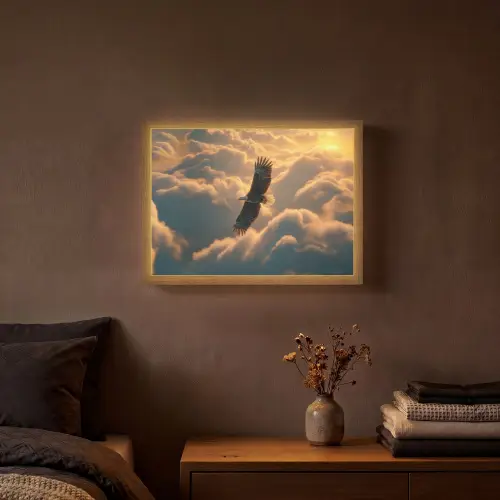 Adelaar - Wolken - Zon Light Box met batterij (Wandlamp) middel -sfeer4