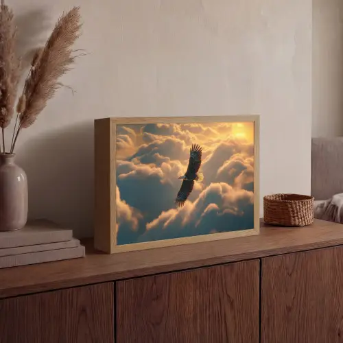 Adelaar - Wolken - Zon Light Box met batterij (Wandlamp) middel -sfeer2