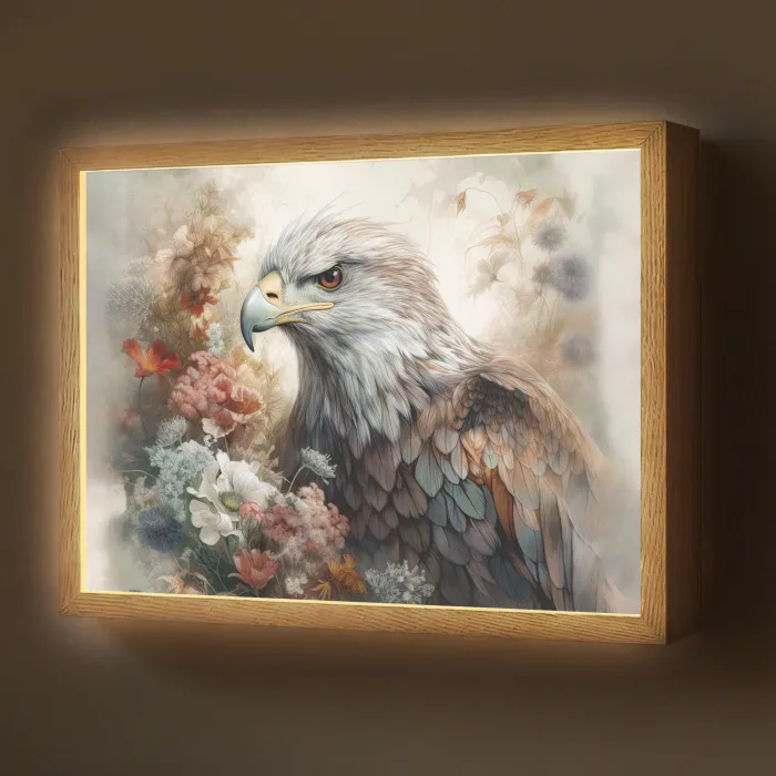 Arend - Adelaar - Vogel - Bloemen - Natuur Light Box met batterij (Wandlamp) middel -z3d_website
