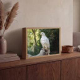 Arend - Hout - Wit - Planten Light Box met batterij (Wandlamp) middel -sfeer2