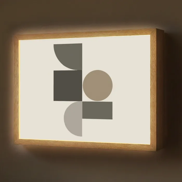 Aardetinten - Abstracte compositie - Eenvoudige vormen Light Box met batterij (Wandlamp) middel -z3d_website