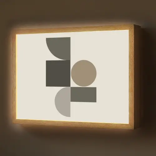 Aardetinten - Abstracte compositie - Eenvoudige vormen Light Box met batterij (Wandlamp) middel -z3d_website