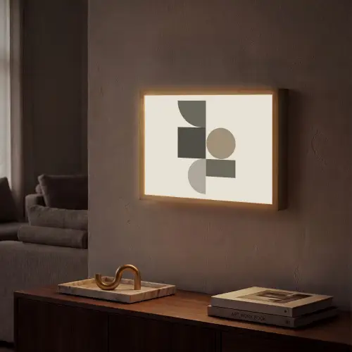 Aardetinten - Abstracte compositie - Eenvoudige vormen Light Box met batterij (Wandlamp) middel -sfeer1