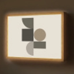 Aardetinten - Abstracte compositie - Eenvoudige vormen Light Box met batterij (Wandlamp) middel -z3d_website