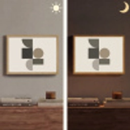 Aardetinten - Abstracte compositie - Eenvoudige vormen Light Box met batterij (Wandlamp) middel -sfeer3