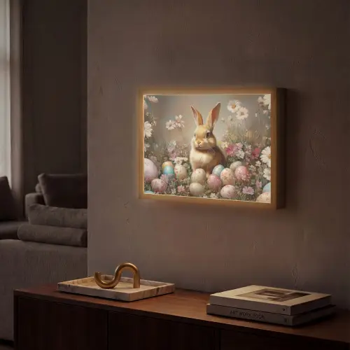 Paashaas - Lente - Paaseieren Light Box met batterij (Wandlamp) middel -sfeer1